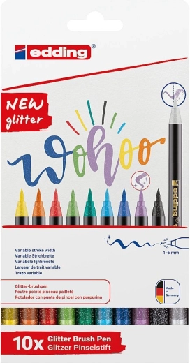 Edding 1340 glinsterende brushpen – set van 10 stuks
