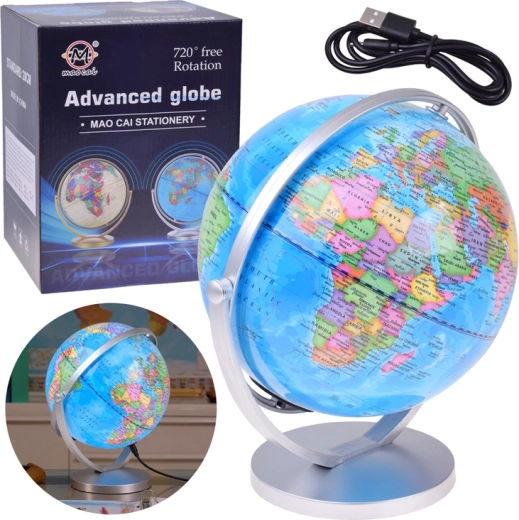 Verlichte draaibare wereldbol met lampje 20 cm