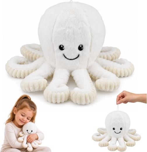 Pluchen octopus – knuffelbaar speelgoed met elastische tentakels wit 30 cm