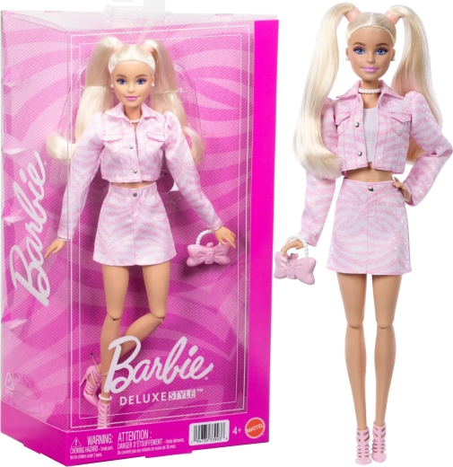 Barbie Deluxe Style roze denim – modieuze pop met accessoires