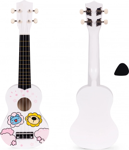 Kinder houten ukelele met 4 nylon snaren en plectrum ECOTOYS