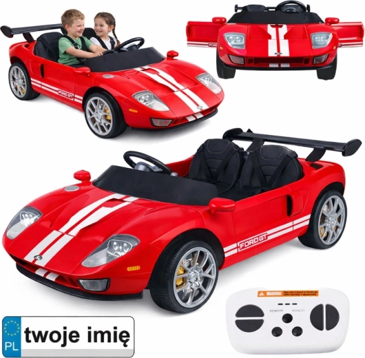 Elektrische kinderauto FORD GT 24 V, tweezitter, 4x4, afstandsbediening – rood