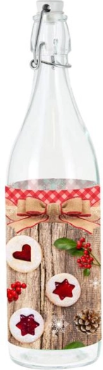Glazen fles met beugelsluiting TORO 1 l met Linzer-motief
