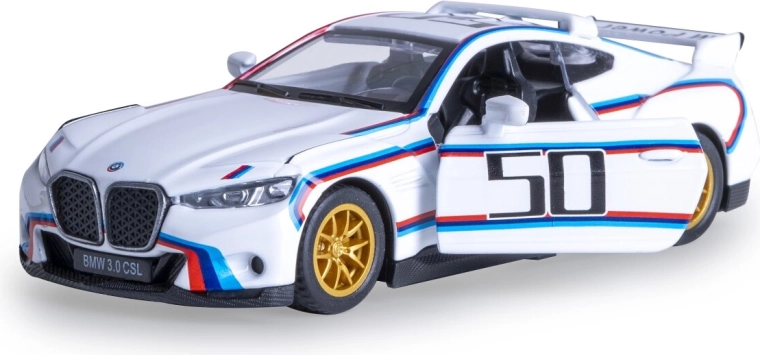 Metalen model BMW 3.0 CSL Batmobile op schaal 1:42, wit