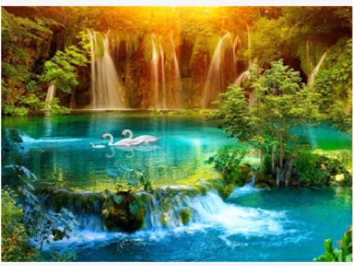 Diamantschilderen Waterval in de Vallei 30 × 40 cm