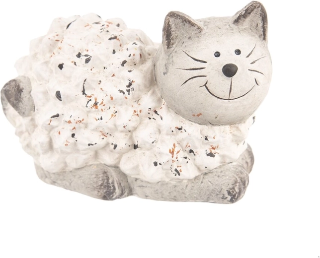Decoratief kattenbeeldje van polyresin, beige, 16 × 10 × 11 cm