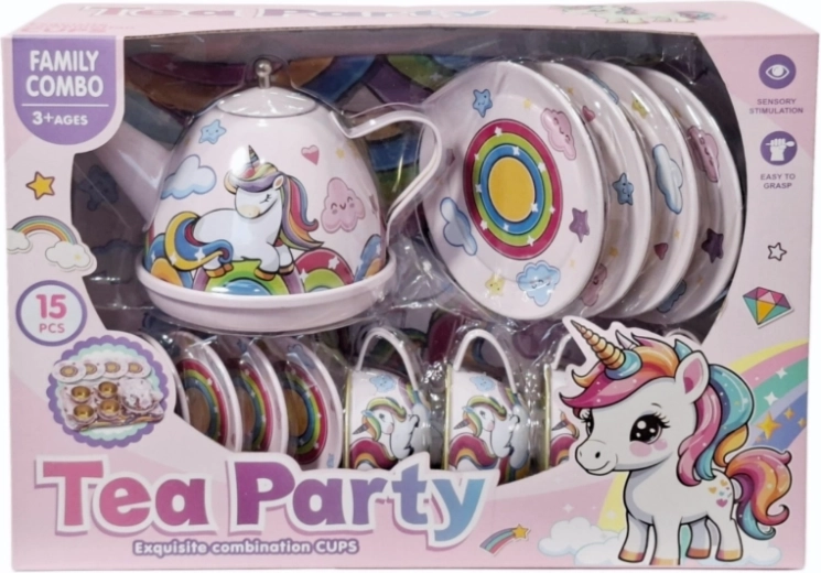Kinder-theeservies met eenhoornmotief (15 stuks)