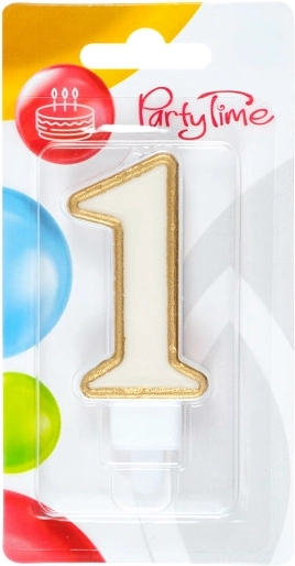 Verjaardagskaars cijfer 1 goud