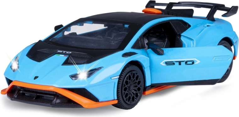 Metalen model Lamborghini Huracán STO 1:32 blauw met licht en geluid