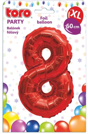Folieballon cijfer 8, 60 cm, rood