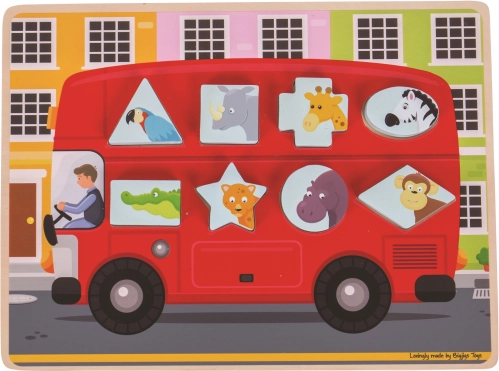 Bigjigs Toys inlegpuzzel bus met dieren