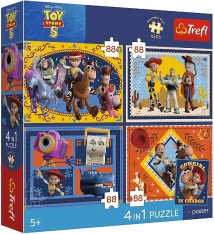 Trefl Premium Plus kinderpuzzel 4-in-1 Tijd voor speelgoed 4×88 stukjes