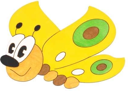 Middelgrote houten decoratie vlinder geel