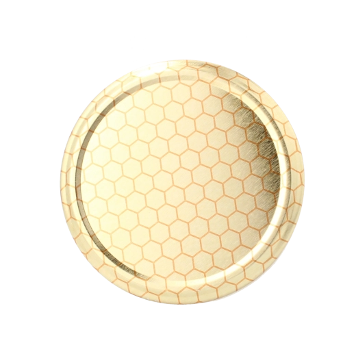 Deksels voor honingpotten met honingraatmotief, diameter 82 mm, 6 inkepingen (verpakking 600 stuks)