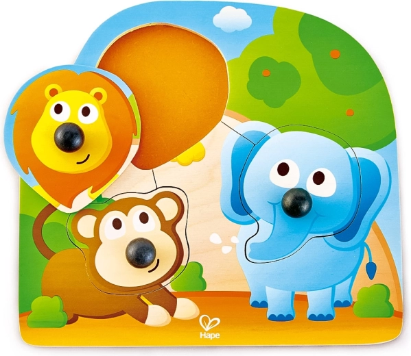 Puzzel met knopjes wilde dieren
