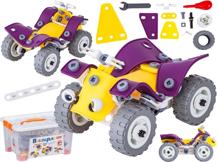 Elastische constructieset 4-in-1 met 100 onderdelen (formule, quad, helikopter, vliegtuig)