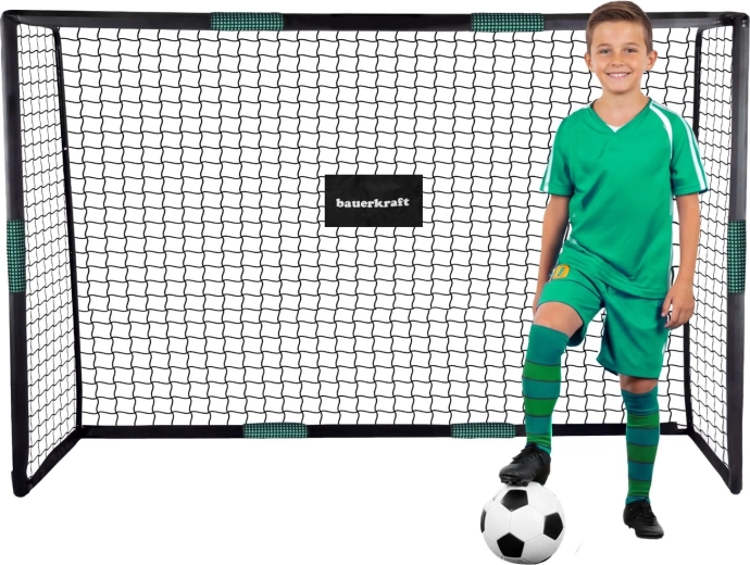 Voetbaldoel Bauerkraft met net 180 × 120 × 60 cm zwart-groen