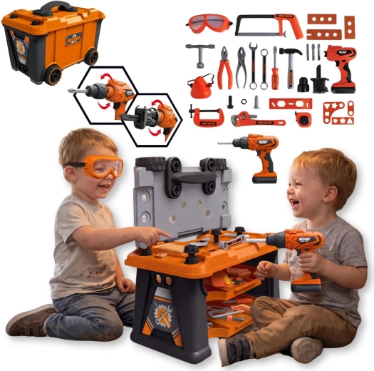 TinyMini kinderwerkbank met gereedschap, 65-delig