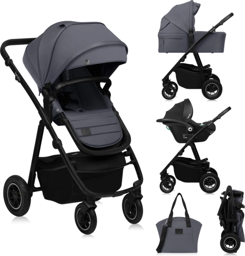 Lionelo Amber Plus 3-in-1 gecombineerde kinderwagen Grey Graphite