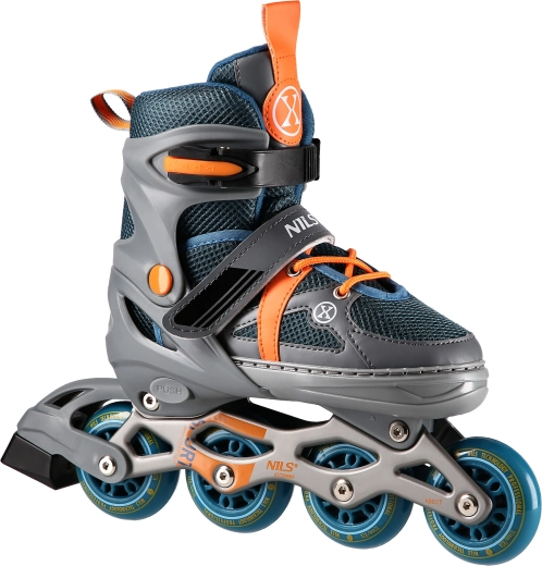 NILS Extreme rolschaatsen grijs-oranje, verstelbaar – S (31-34)