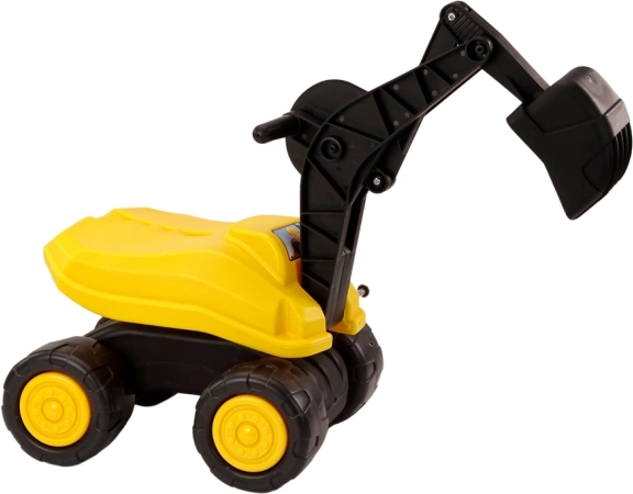 kinder loopgraafmachine met zitting, 360° draaibaar, beweegbare schep – geel