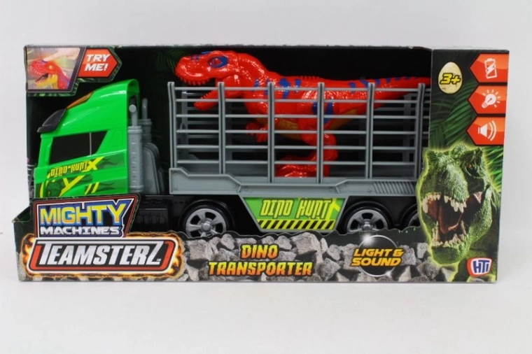 Teamsterz Mighty Machines transporter met dinosaurus met licht en geluid