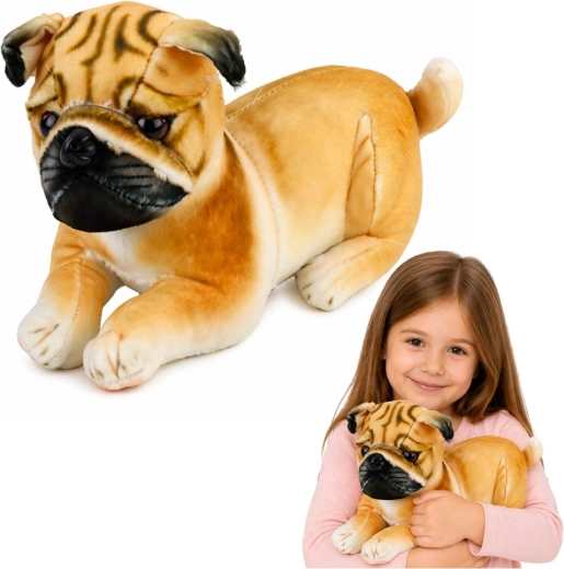 Pluchen mopshond 25 cm realistische knuffelhond