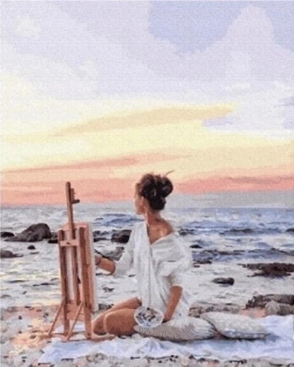 Norimpex diamant painting Kunstenaar aan de kust 30 × 40 cm