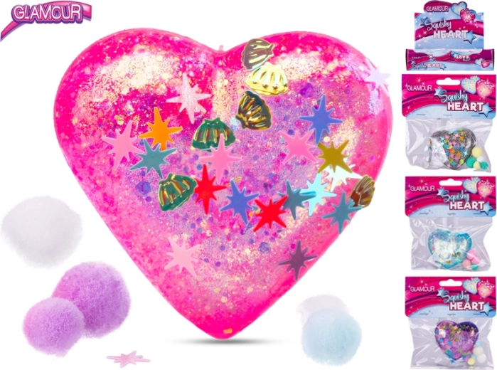 Glamour stretch decoratief hart met pailletten 6 cm (mix kleuren)