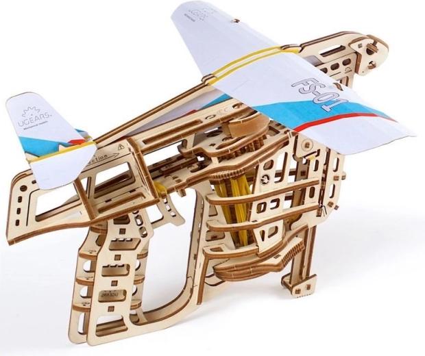 Ugears 3D houten mechanische puzzel lanceervliegtuig