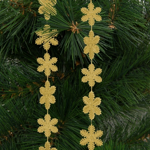 Kerstslinger met sneeuwvlokken 2,7 m, goudkleurig