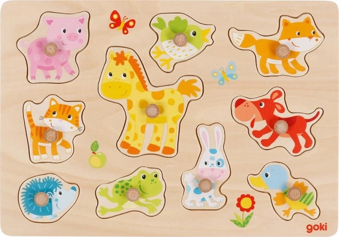 Goki houten inlegpuzzel voor kinderen - Jongdieren