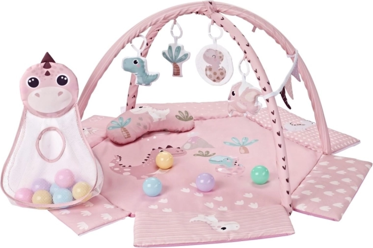 Baby speelkleed TinyMini Dino Pink met babygym en ballen