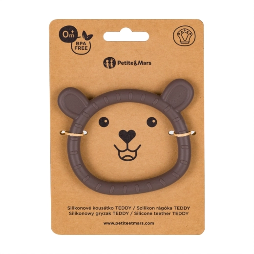Siliconen bijtring Teddy Bitter Cocoa 0m+ PETITE&MARS