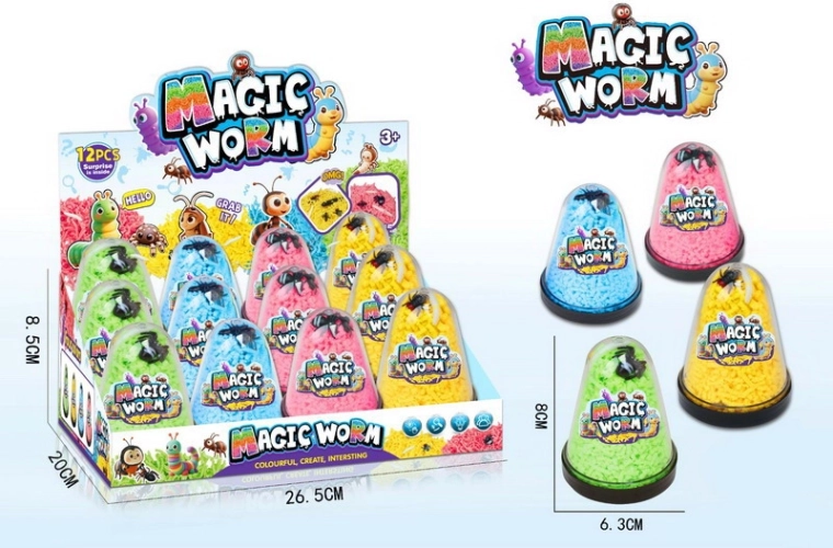 Wormpjes – set van rubberen handspelletjes, 12 stuks, diverse kleuren