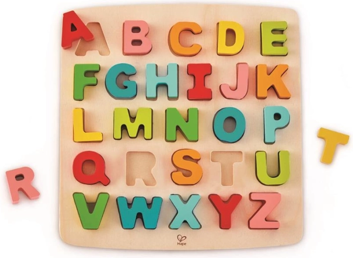 Houten alfabetpuzzel