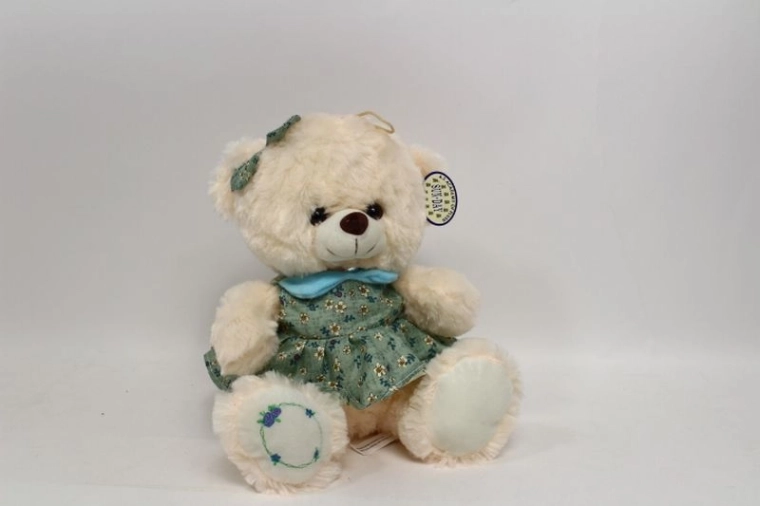 Pluchen teddybeer in bloemenjurkje 30 cm