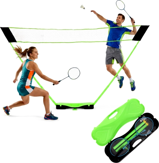 MovepRro opvouwbare badmintonset met draagbaar net 300 × 156 cm, rackets en shuttles in een koffer