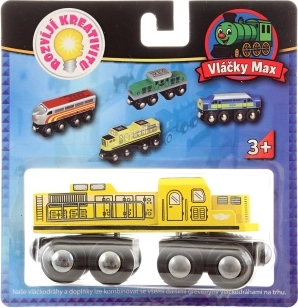 Vle10dky Max gele locomotief voor houten treinbanen