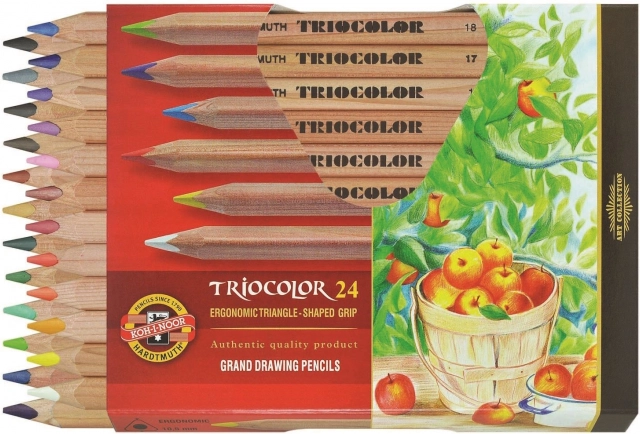 Driehoekige sterke kleurpotloden KOH-I-NOOR Triocolor Natur, 24 stuks