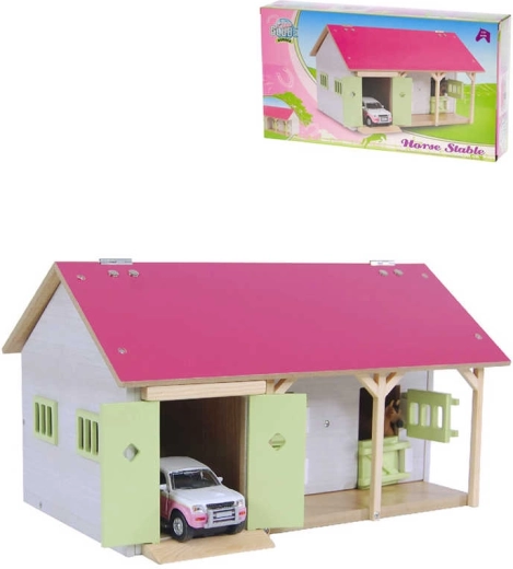 Houten paardenstal met garage 34 × 22 × 19 cm