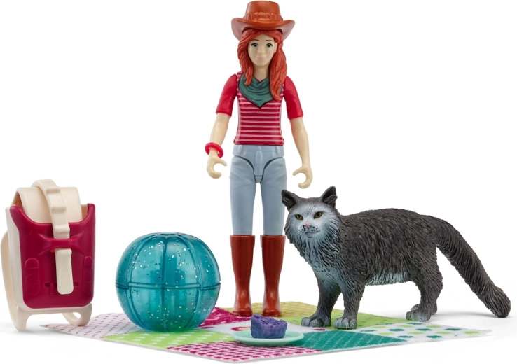 Schleich pocket set picknickplezier met Hannah en kat