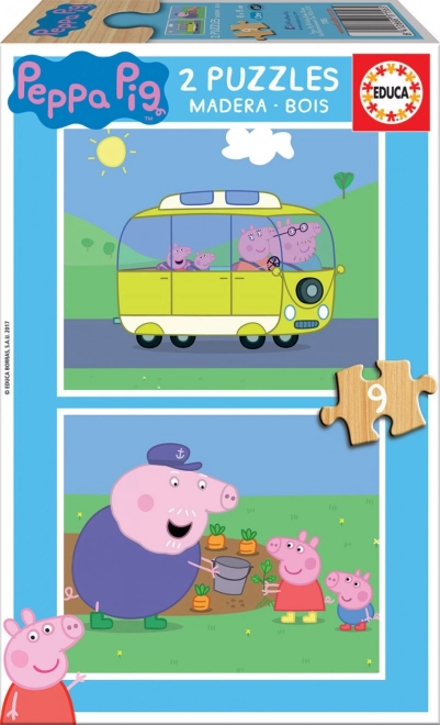 Educa houten puzzel Peppa Pig 2x9 stukjes