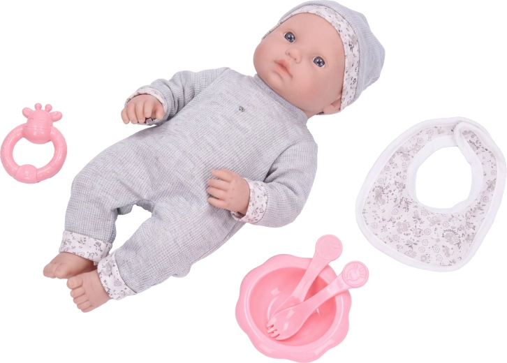 Babypop met eetset 35 cm