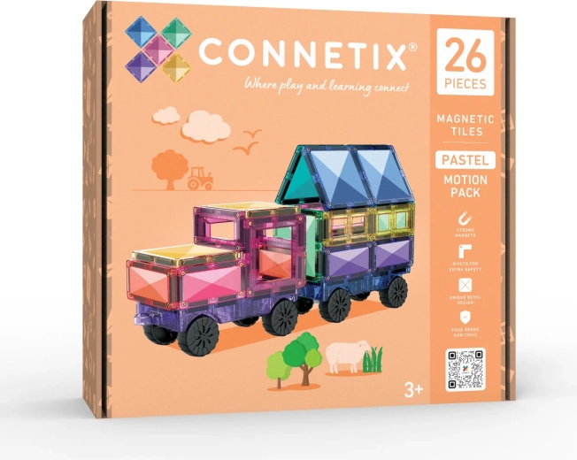 Connetix pastelkleurige set met bewegende onderdelen, 26-delig