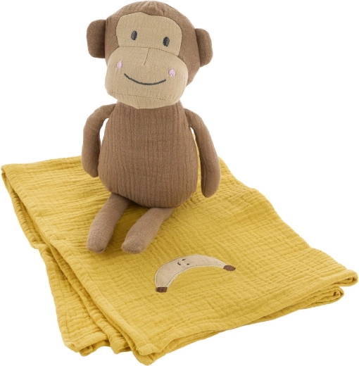 Jabadabado cadeauset aapje met mousselinedeken