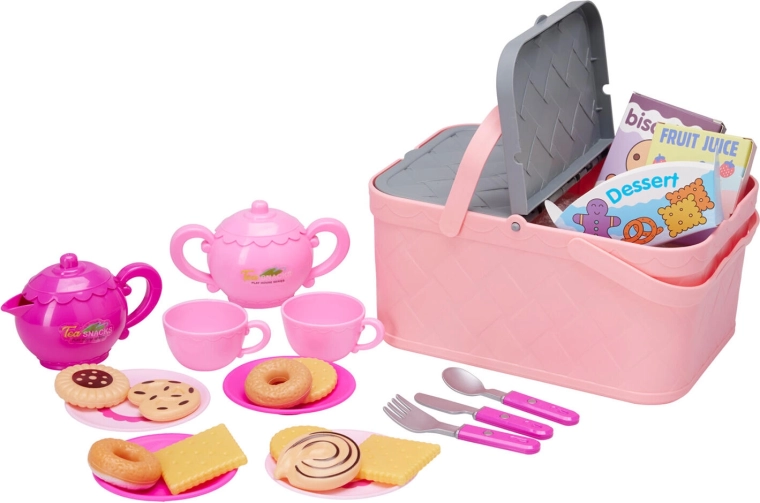 Picknickmand met accessoires, 24‑delige kunststof set