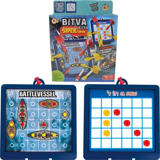 Studo Games dartslag – dubbelzijdig magnetisch spel 4 op een rij en zeeslag