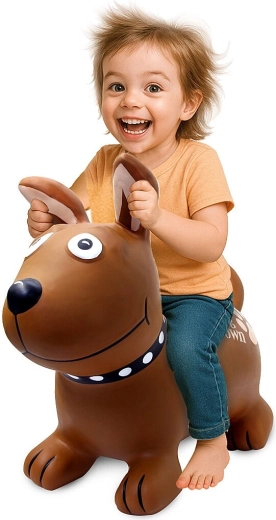 Springdier hond bruin HoppyDoo met handpomp