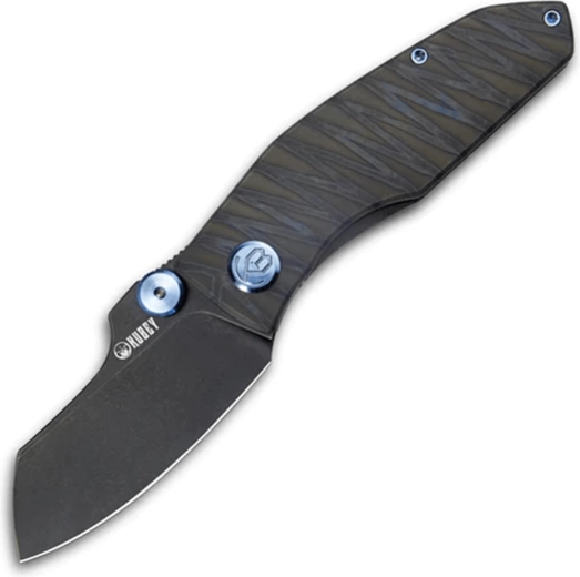 Kubey Monsterdog Titanium Blackwash zakmes 7,5 cm met titanium handgreep Tiger Stripes